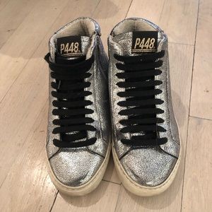 P448 Silver High Top Sneakers
